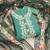 Sea green color thread work heavy roman silk straight churidar dress material