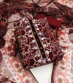 Red color sequence heavy organza straight churidar dress material