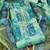 Sea green color sequence heavy organza straight churidar dress material