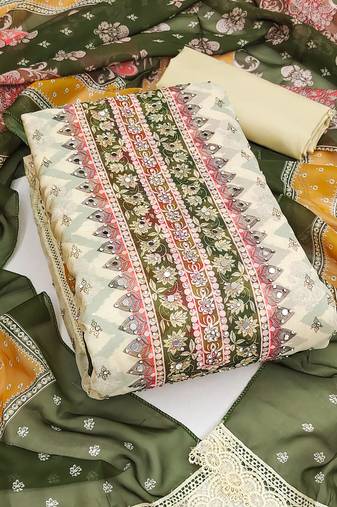 Multi color digital print heavy organza straight churidar dress material