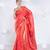 banarasi ari silk blend saree in rust color with multicolor motifs and zari border