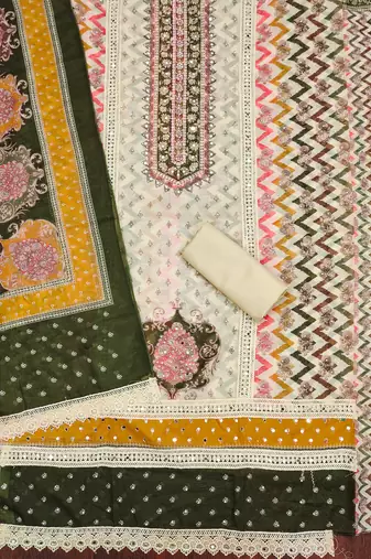 Multi color digital print heavy organza straight churidar dress material