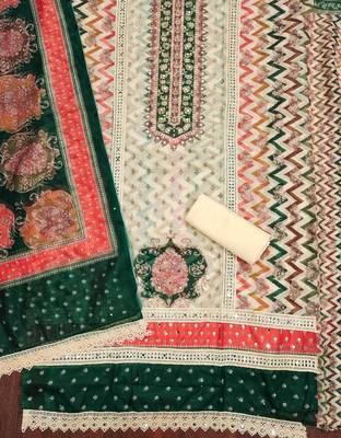Multi color digital print heavy organza straight churidar dress material 2