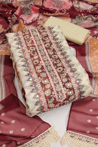 Multi color digital print heavy organza straight churidar dress material