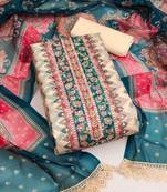 Multi color digital print heavy organza straight churidar dress material