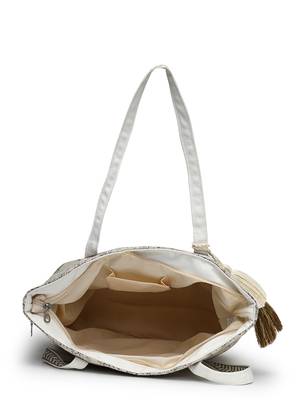 earth edit beige cotton jungle toile shoulder bag 7