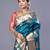 kanjivaram saree in blue color with golden border and booti