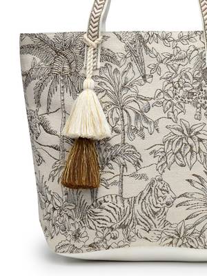 earth edit beige cotton jungle toile shoulder bag 8