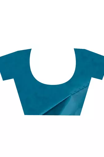 kanjivaram saree in blue color with golden border and booti