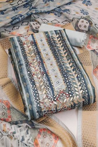 Teal color weaving banarasi jacquard straight churidar dress material