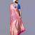 kanjivaram silk blend saree with teal and pink color ikkat zari design
