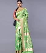kanjivaram green saree with meenakari floral jaal