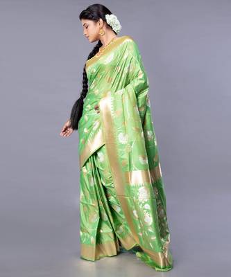 kanjivaram green saree with meenakari floral jaal 3