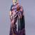 purple pure silk blend saree with block print motifs and black border