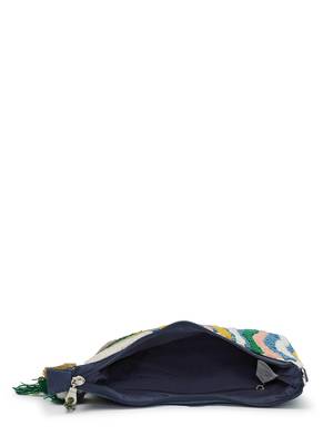 wave stitch blue canvas abstract beaded sling bag 7