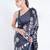 Parallel satin georgette digital printed saree in black color