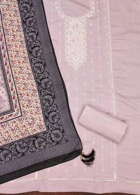Lavender color sequence heavy roman silk straight churidar dress material 2