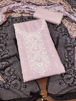 Lavender color sequence heavy roman silk straight churidar dress material 3