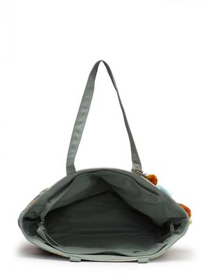 thread bloom sage green cotton floral embroidered tote bag 7