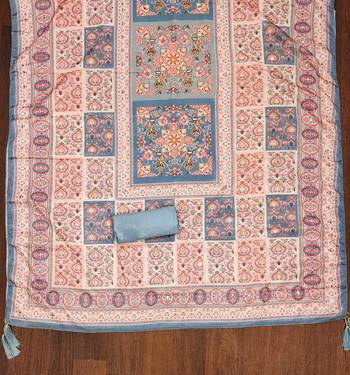 Grey color weaving banarasi jacquard straight churidar dress material 4