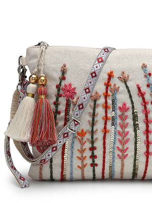 thread bloom natural cotton floral embroidered sling bag 8