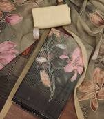 Peach color printed heavy organza straight churidar dress material