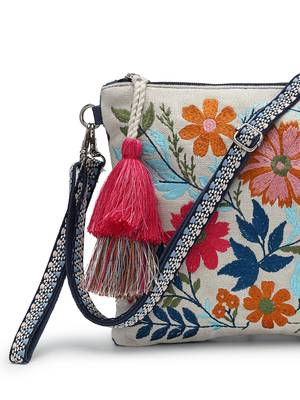 thread bloom off white canvas floral embroidered sling bag 8
