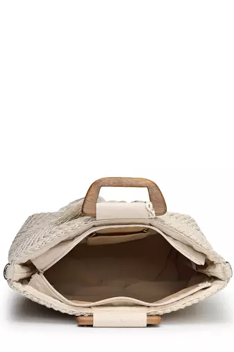 earth edit natural cotton chevron woven handheld bag