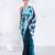 Simone satin georgette digital printed saree in blue color