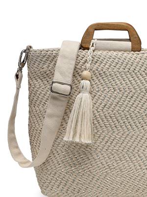earth edit natural cotton chevron woven handheld bag 8