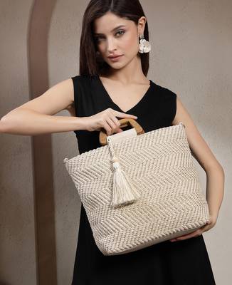 earth edit natural cotton chevron woven handheld bag 9