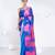 Sara satin georgette digital printed  saree in blue color