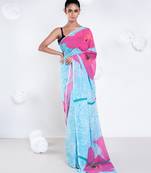 Elle georgette digital printed saree in blue color