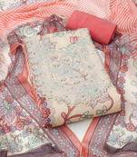 Peach color embellished heavy organza straight churidar dress material