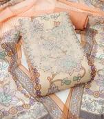 Orange color embellished heavy organza straight churidar dress material