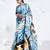 Sylvie satin georgette digital printed  saree in blue color
