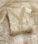 Off white color sequence heavy organza straight churidar dress material