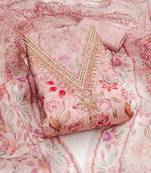 Pink color sequence heavy organza straight churidar dress material