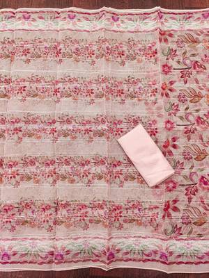 Pink color sequence heavy organza straight churidar dress material 3
