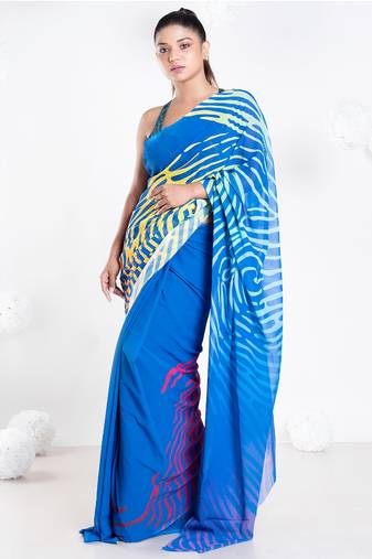 Cosette georgette digital printed  saree in blue color