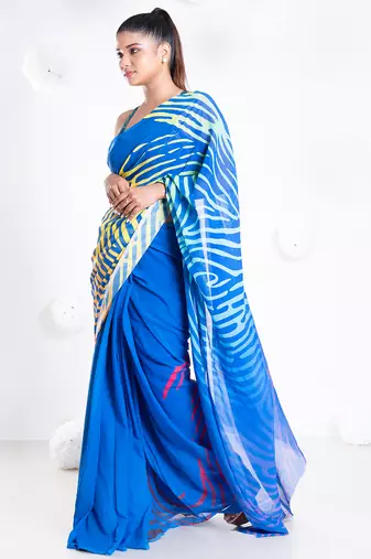 Cosette georgette digital printed  saree in blue color