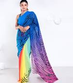 Chole  georgette digital printed  saree in multicolor