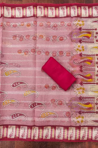 Red color sequence heavy organza straight churidar dress material