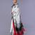 off white pure silk blend saree with black block print