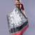off white pure silk blend saree with black block print