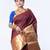 Kanjivaram saree in dark maroon color with golden mahapar border