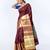 Kanjivaram saree in dark maroon color with golden mahapar border