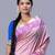 Kanjivaram silk saree in shallow vintage pink with floral jaal and contrasting border