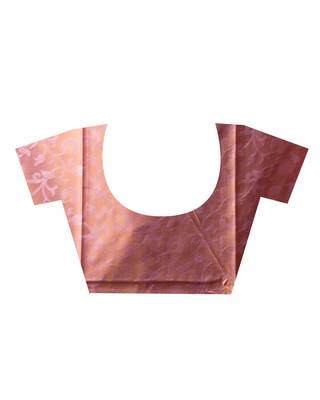 Kanjivaram silk blend saree in shallow vintage pink with floral jaal and contrasting border 5
