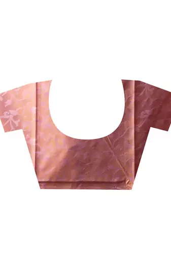 Kanjivaram silk blend saree in shallow vintage pink with floral jaal and contrasting border